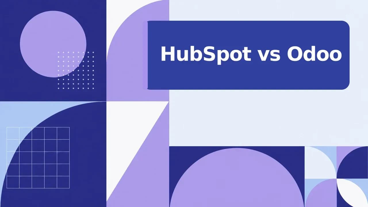 Fladt redaktionelt cover til Odoo vs HubSpot CRM: Hvornår en overgang giver mening